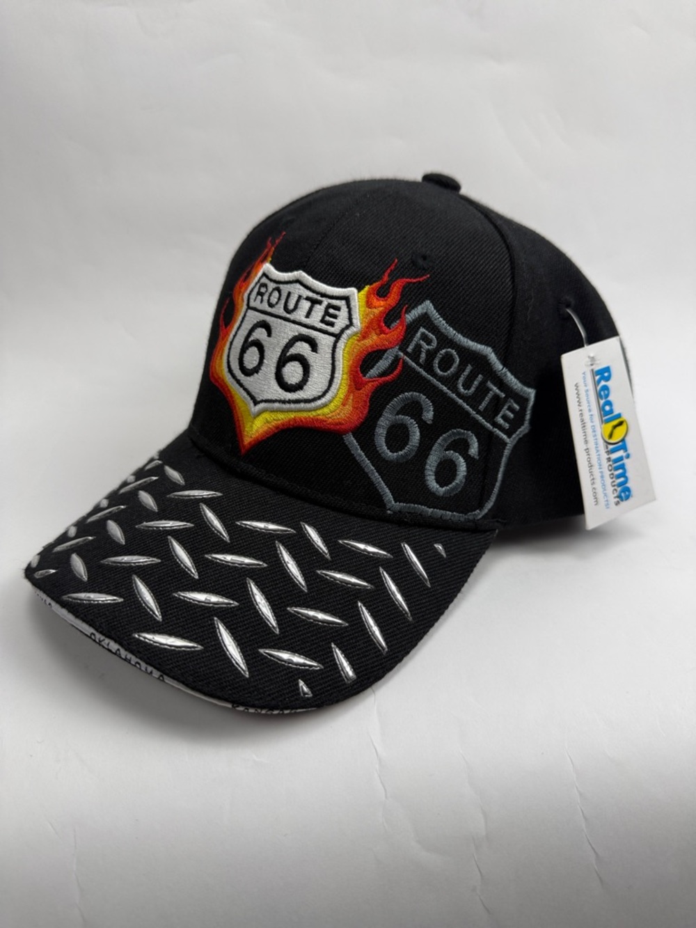Route 66 Black Cap with Embroidered Logos Adult Size NWT